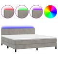 vidaXL Posteľ boxsping s matracom a LED bledosivá 180x200 cm zamat