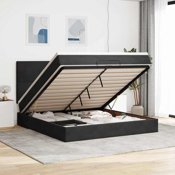 vidaXL Osmanský rám postele s matracmi čierna 180x200 cm zamat