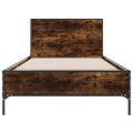 vidaXL Posteľný rám dymový dub 75x190 cm kompozitné drevo a kov