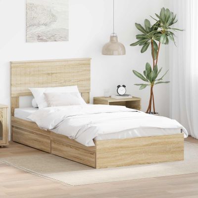 vidaXL Úložná posteľ Sonoma dub 100 x 200 cm Kompozitné drevo