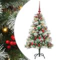vidaXL Umelý vianočný stromček Zelená a biela 120 cm PVC, kov a plast