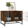 vidaXL Konferenčný stolík sklenené dvierka dymový dub 68,5x50x50 cm