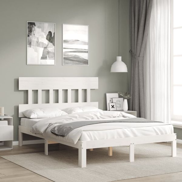 vidaXL Posteľ bez matraca biela 140x190 cm masívna borovica