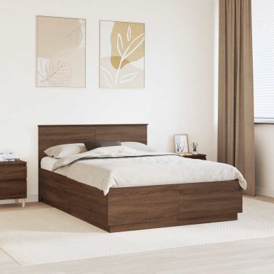 vidaXL Rám postele Hnedý dub 150 x 200 cm Kompozitné drevo