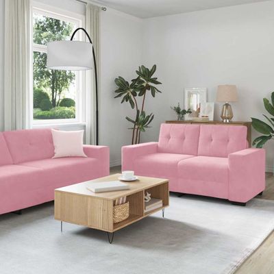 vidaXL Sada pohoviek 3 pcs Ružová 221 x 80 x 80 cm Zamat