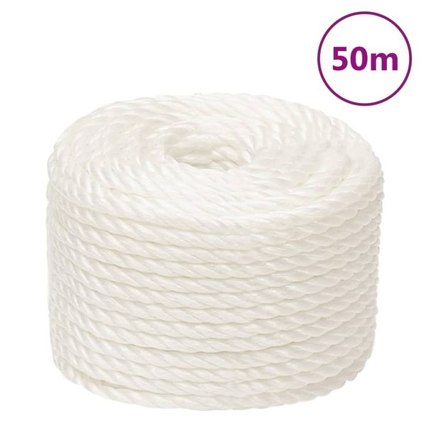 vidaXL Pracovné lano biele 14 mm 50 m polypropylén