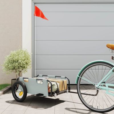 vidaXL Príves na bicykel, sivý, oxfordská látka, železo