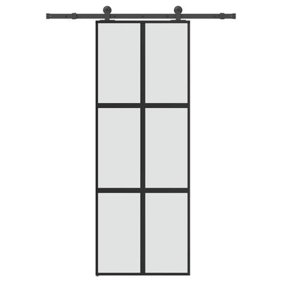 vidaXL Posuvné dvere s kovaním 76x205 cm tvrdené sklo a hliník úzke
