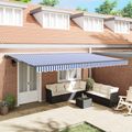 vidaXL Rám markízy Modrá a biela 500 × 300 cm Polyester s PU povrchom