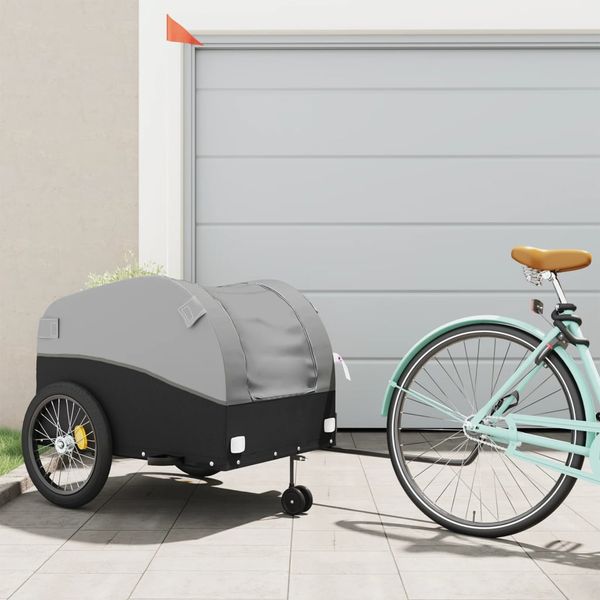 vidaXL Vozík za bicykel, čierno sivý 45 kg, železo