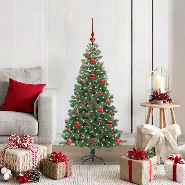 vidaXL Vianočný stromček s 150 LED-i so stojanom Zelená 120 cm PVC