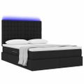vidaXL LED úložná posteľ s matracom Čierna 140 x 200 cm Látka