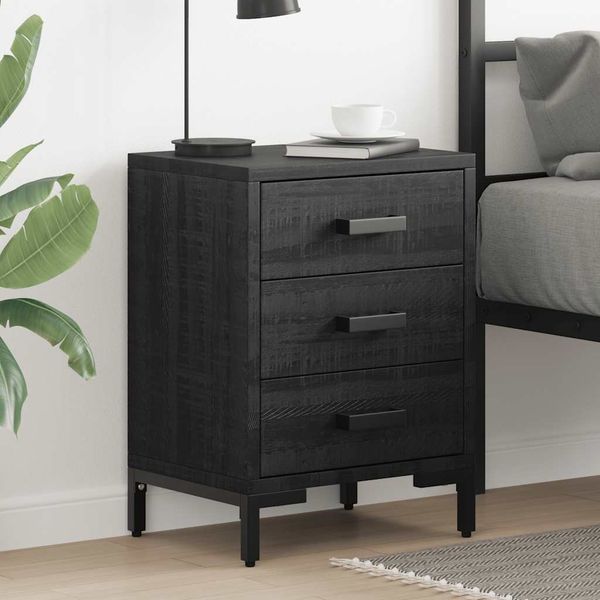 vidaXL Nočný stolík čierny 40x30x55 cm masívna recyklovaná borovica