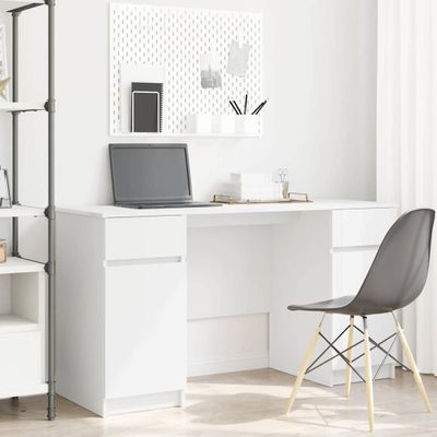 vidaXL Stôl so zásuvkou Biela 140 x 49 x 76 cm Kompozitné drevo