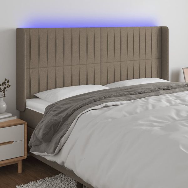 vidaXL Čelo postele s LED sivohnedé 163x16x118/128 cm látka