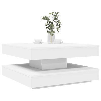 VidaXL Konferenčný stolík otočný o 360 stupňov biely 70x70x34,5 cm