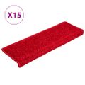 vidaXL Schodové rohože 15 ks 65x21x4 cm červené s obdĺžnikovým okrajom
