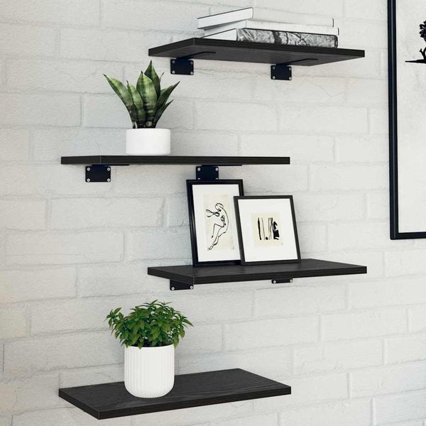 vidaXL Polica na knihy 4 pcs Čierny 40 x 20 x 1,5 cm Kompozitné drevo