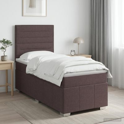 vidaXL LED boxspring posteľ s matracom Tmavohnedá 100 x 200 cm Látka