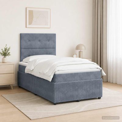 vidaXL LED boxspring posteľ s matracom Tmavosivá 120 x 190 cm Zamat