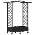 vidaXL Vyvýšený záhon s mriežkou a strechou Čierna 124 x 40 x 129 cm