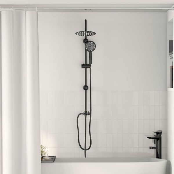 vidaXL Sprchový systém Čierny 47 x 20 x 95 cm Nerezová oceľ