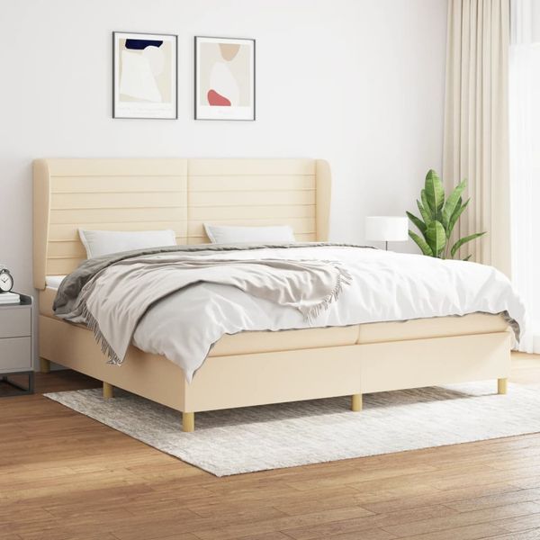 vidaXL Boxspring posteľ s matracom krémová 200x200 cm látka