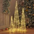vidaXL Vianočný stromček 3 ks 90 LED Teplá biela 20 x 20 x 80 cm Akryl