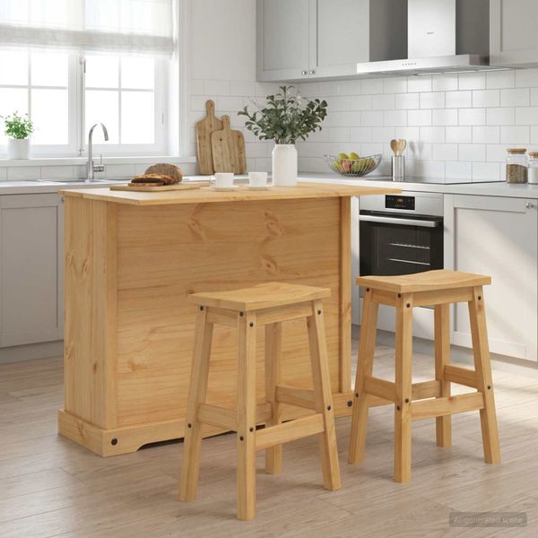 vidaXL Kuchynský ostrovný set 3 ks Medový vosk 112 x 70 x 91,5 cm