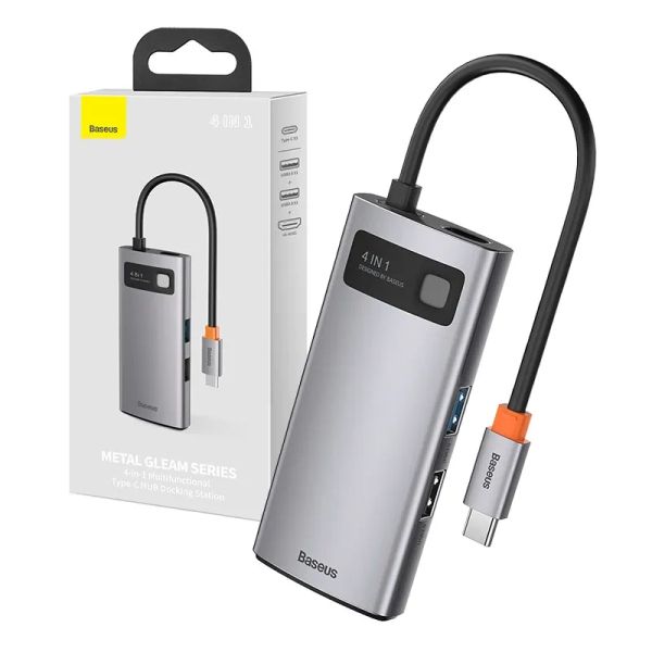 Rozbočovač 4v1 Baseus Metal Gleam Series, USB-C na USB 3.0 + USB 2.0 + HDMI + USB-C PD