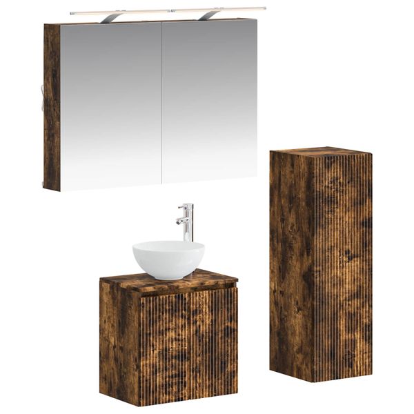 vidaXL Sada kúpeľňového nábytku 4 pcs Dymový dub