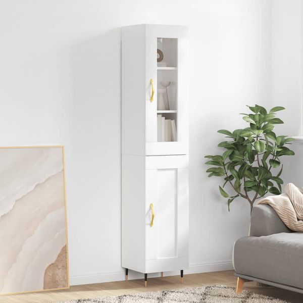vidaXL Vysoká skrinka biela 34,5x34x180 cm spracované drevo