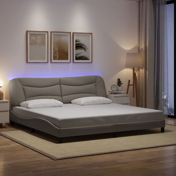 vidaXL Rám postele s LED bez matraca Hvar sivohnedý 200x200 cm látka