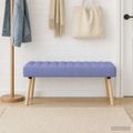 vidaXL Pruhovo prešitá lavica Modrá džínovina 110 x 40 x 46 cm Látka