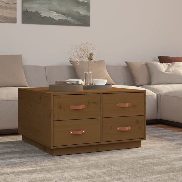 vidaXL Konferenčný stolík medovo-hnedý 80x80x45 cm borovicový masív