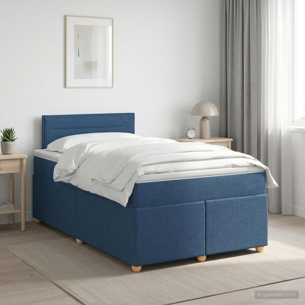 vidaXL Posteľ boxspring s matracom Modrá 120 x 200 cm Látka