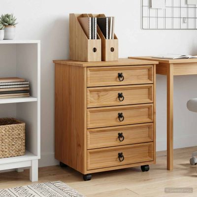 vidaXL Mobilný úložný kabinet s priehradkami CORONA Medová Hnedá