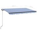 vidaXL Ručne zaťahovacia markíza 450x350 cm modrá a biela