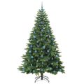 vidaXL Umelý vianočný stromček s 300 LED-i Zelená 210 cm PE a PVC