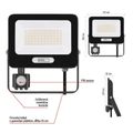 LED reflektor GLARO s pohybovým čidlom, 50 W, čierny, IP54, 5000 lm, neutrálna biela