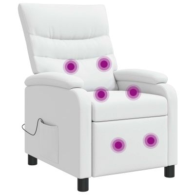 vidaXL Masážne relaxačné kreslo Biela Umelá koža