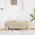 vidaXL lavička s vankúšom Krémová 113 x 57 x 39 cm látka