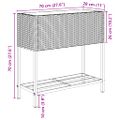 vidaXL Záhradné kvetináče s policou 2ks sivé 70x28x70 cm polyratan