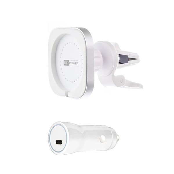 ER POWER CAR VENT MOUNT držiak pre MagSafe nabíjačku + 20W autonabíjačka - biela