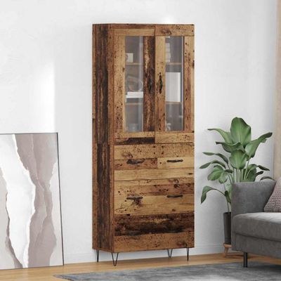 vidaXL Highboard Staré drevo 69,5 x 34 x 90 cm Kompozitné drevo