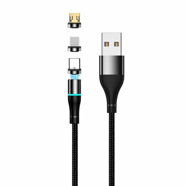 SETTY USB magnetický kábel 1m 2A nylon, čierna (GSM109713)