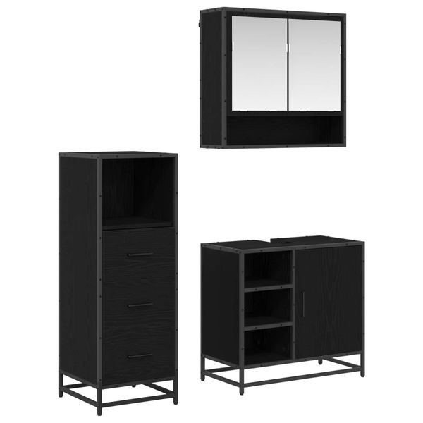 vidaXL Sada kúpeľňového nábytku 3 pcs Čierny dub Kompozitné drevo