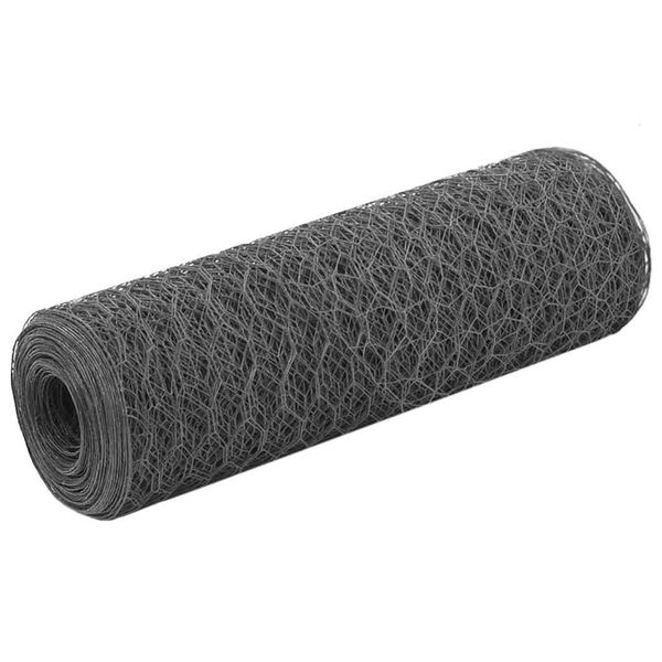 vidaXL Drôtené pletivo, oceľ potiahnutá PVC 25x0,5 m, sivé