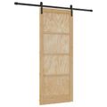 vidaXL Posuvné dvere 86 x 211 cm Borovicový masív Prírodná a čierna