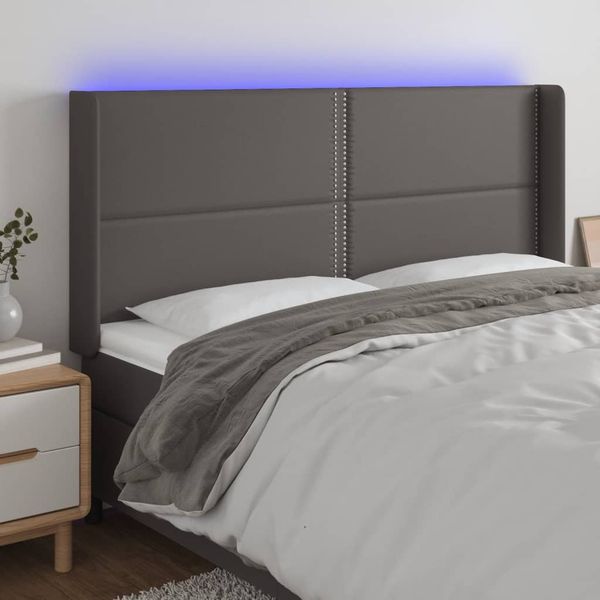 VidaXL Čelo postele sivé 203x16x118/128 cm umelá koža